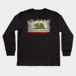 Vintage California Republic Flag Kids Long Sleeve T-Shirt